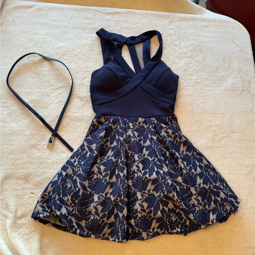 Crystal Doll Blue tulle and floral dress- size 1